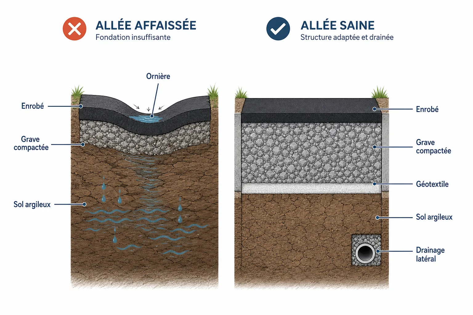 Ornières et affaissements : causes et remèdes durables